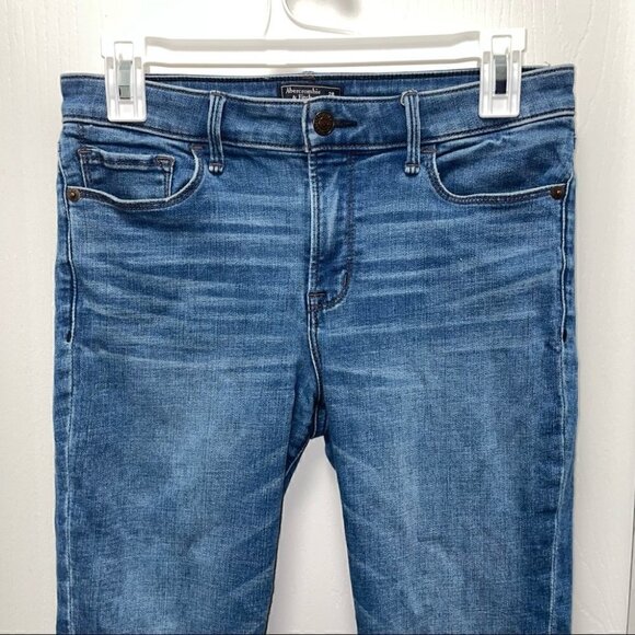 Abercrombie & Fitch Jeans Harper Low Rise Ankle Skinny Leg Raw Dip Hem Ankle - Picture 4 of 7